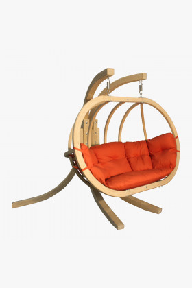 Massiver Holzschaukelstuhl Garten Rot Fichtenholz wetterfest